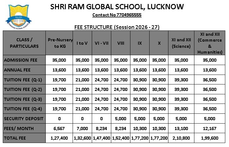 fee structure 2026 2027